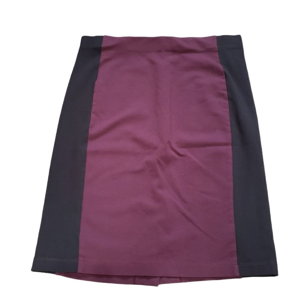Attention Eggplant Purple Black Color Block Pencil Skirt XLARGE